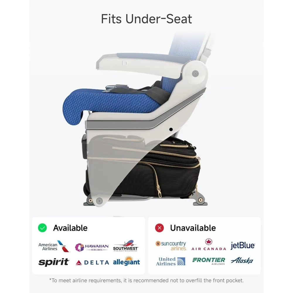 Equipaje de mano ligero y suave para debajo del asiento, maleta para artículos personales para viajes, elegante y compacta