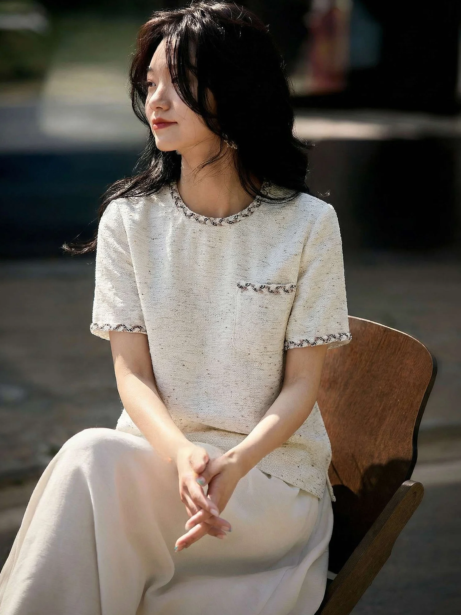

Anti-Aging Knitted T-Shirt Women's Summer Short Sleeve round Neck Loose Casual Versatile Top Chivirin Fashion Brand Polyester...