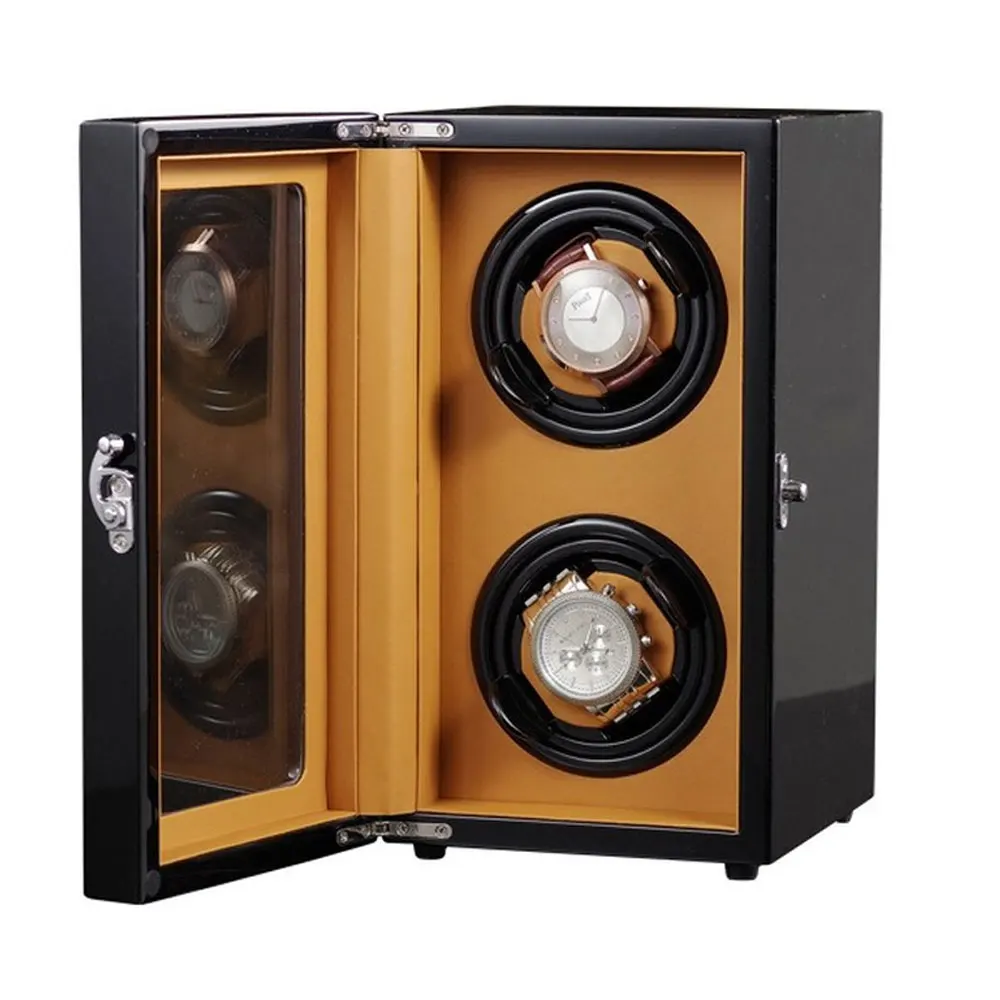 

Luxury Wooden Watch Winding Box Silent Vertical Open Cover Self Stop Shaker Shaker 2+0 Watch Winder Clock Storage Box