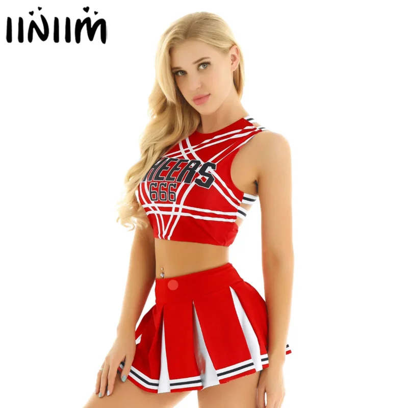 US/UK STOCK Women Japanese Schoolgirl Cosplay Uniform Girl Sexy Lingerie Gleeing Cheerleader Costume Set Halloween Costume Femme