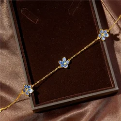Light Luxury Simple Women's Blue Flower Bracelet Charm Valentine's Day Gift Street Niche Party Pop Fashion Bracelet Accessories