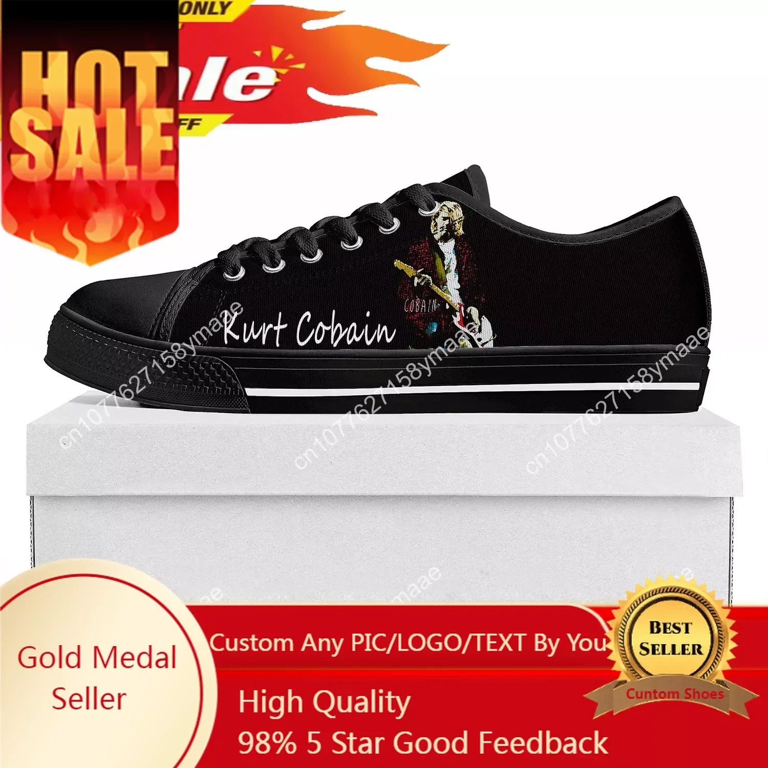 

Kurt Cobain Low Top Sneakers Womens Mens Teenager High Quality Sneaker Canvas Casual Custom Made Shoes Customize Shoe Black