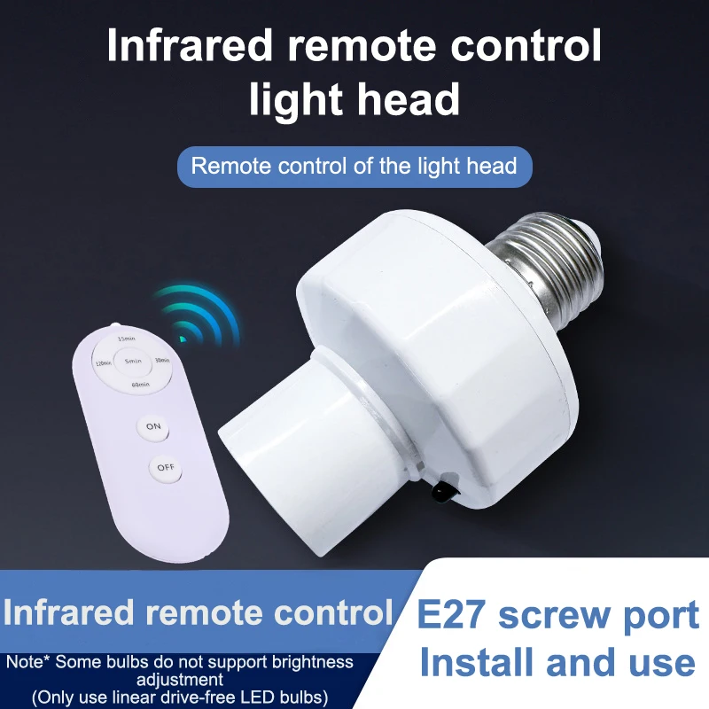 1Piece Home E27 Remote Control Lamp Head Socket Lamp Base Wireless Smart Remote Control Lamp Holder Cap Intelligent Switch