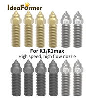 For Creality K1/K1 MAX CR-M4 Ender 3 V3 KE 0.2/0.4/0.6/0.8mm Brass Plated Copper Hardened Steel Nozzle 3D Printer Parts Nozzles