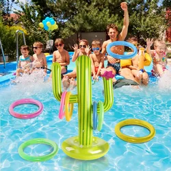 New Funny Inflatable Cactus Ring Toss,Outdoor Swimming Pool Accessories,Beach Party Supplies Travel Game Set Floating Pool Toys