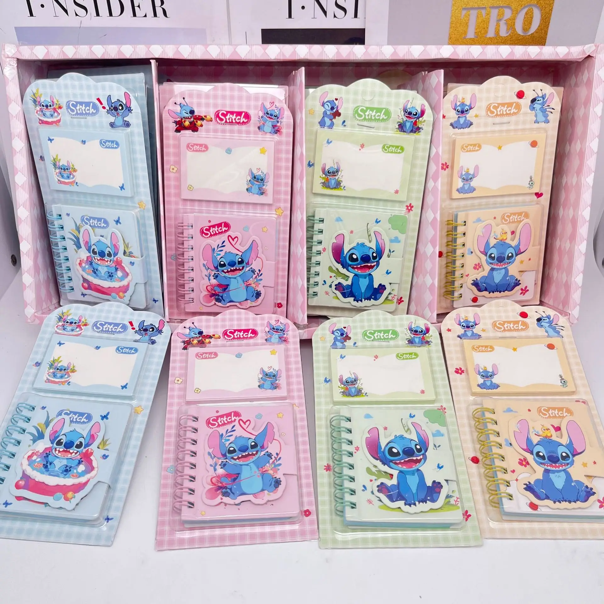 4/12pcs Disney Stitch Notebook Coil Notebook Combination Stationery Set Cute Student Portable Pocket Notebook Message Paper Gift