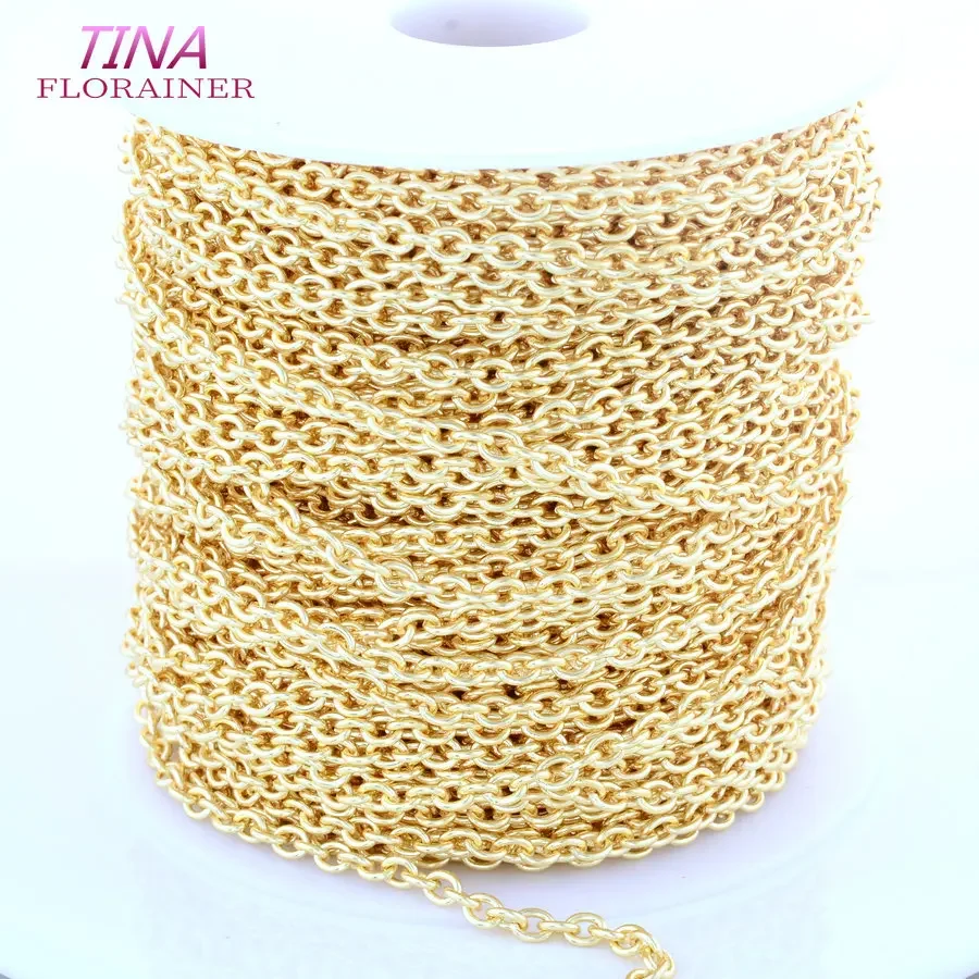 4*5MM 18K Gold Farbe Überzogene Edelstahl Runde Ketten DIY Schmuck Erkenntnisse für Halskette Armband schmuck Machen Komponenten