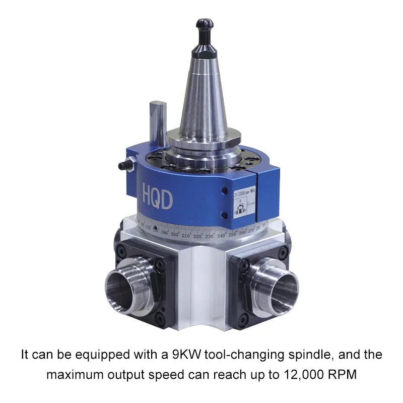 Kop voor HQD-hoekfreeskop geïnstalleerd op 9 kW/12 kW spindel ISO30 / HSK63F gereedschapswisselaar kan worden gebruikt voor nc-werktuigmachines