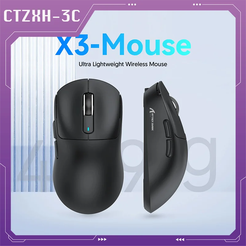 Attack Shark X3 Wireless Mouse Lightweight Bluetooth Three Mode Connect 26000 Dpi Adjustable Paw3395 E-Sports Game Mouse Gift