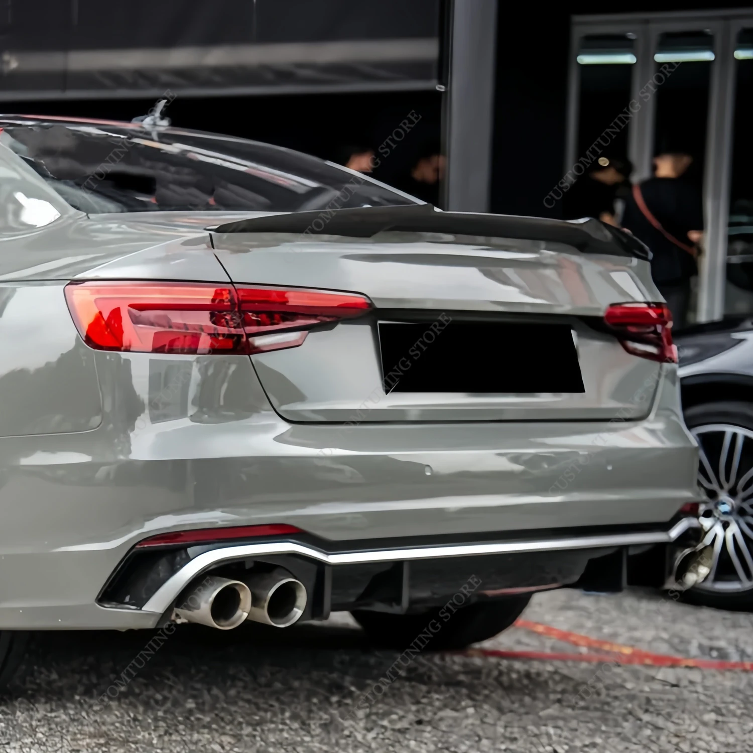 Gloss Black V Style Rear Spoiler For AUDI A4 S4 B9 B9.5 8W TFSI TDI S-line 2017-2024 Rear Trunk Tail Bodykits Tuning view 2