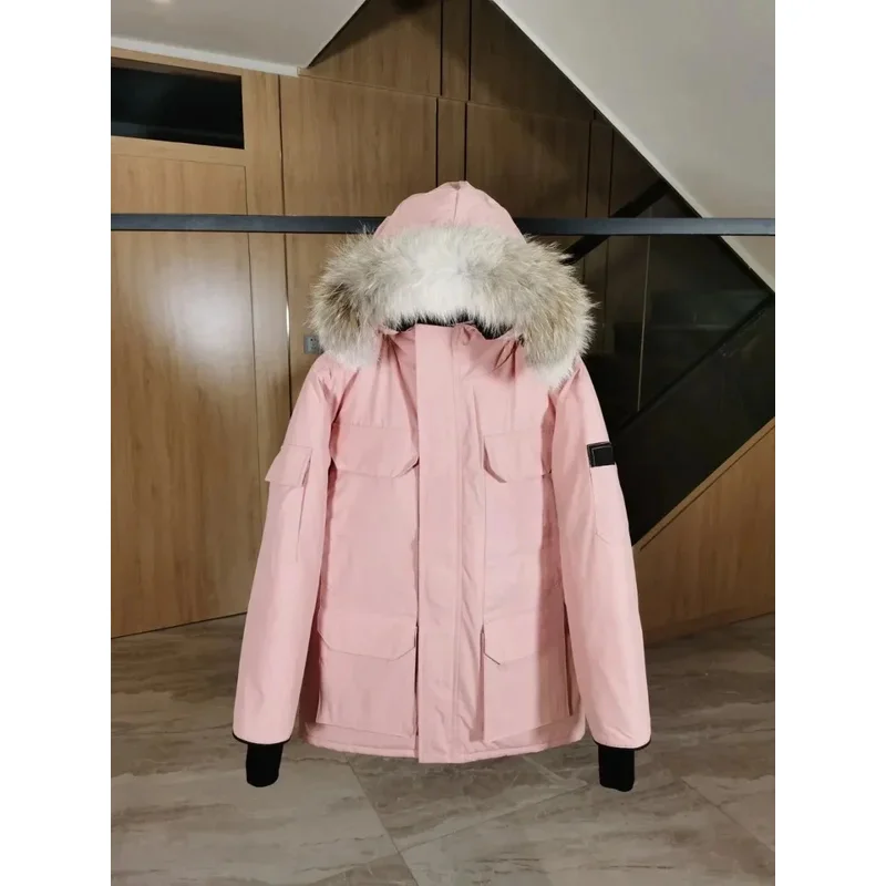 Cana * a Go * se chaqueta acolchada corta a prueba de viento de Color sólido Unisex invierno grueso estilo corto 90% chaqueta de plumas de ganso blanco abrigos de mujer