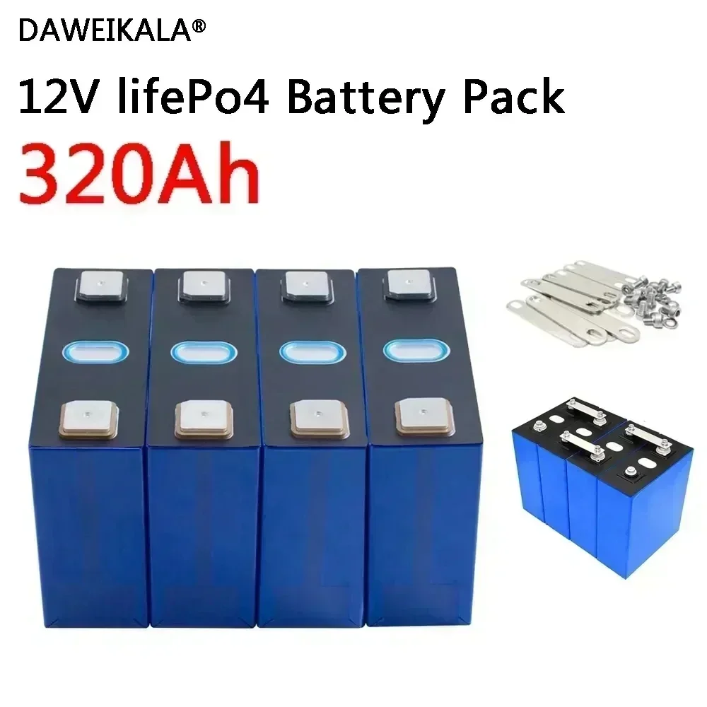 3.2V Lifepo4 Battery 320Ah Grade A Battery 12V 24V 48V Rechargable Lithium Iron Phosphate Battery For Backup Power RV Boat Cart