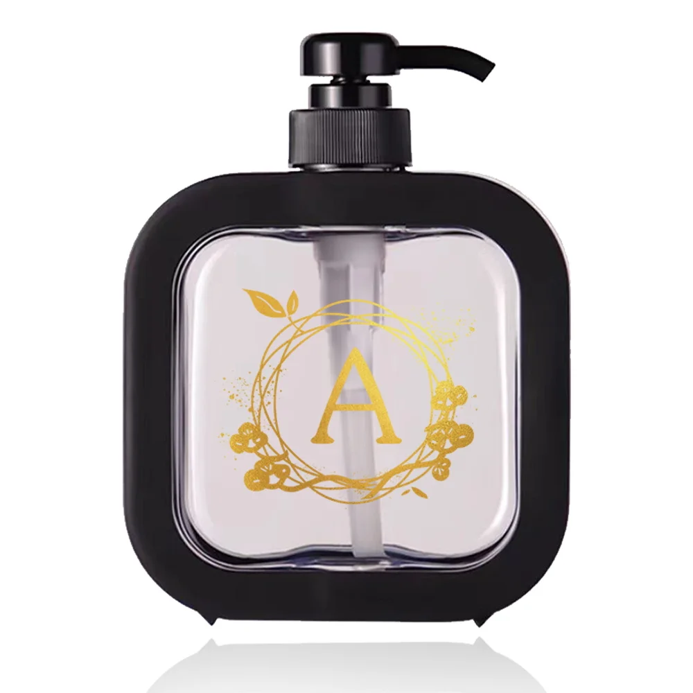 Press Type Lotion Bottle Detachable Soap Dispenser Large Capacity Refillable Lotion Bottles For Home House Wreath Letter Pattern