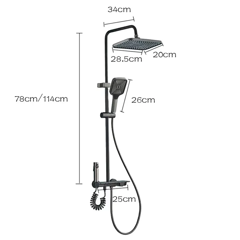 温水と冷水を備えた灰色のデジタルLEDシャワーセット,バスルーム用の温水と冷水を備えた蛇口のセット