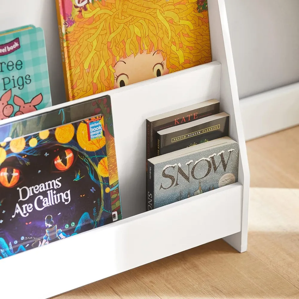 Haotian KMB32-W, libreria bianca per bambini a 4 livelli, scaffale per libri, supporto per Organizer per espositore per la camera da letto