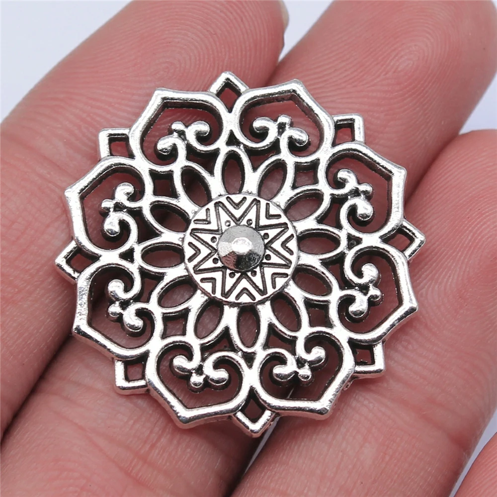 WYSIWYG 4pcs Charms Flower Antique Bronze Color Alloy DIY Jewelry Making Accessories 31x31mm