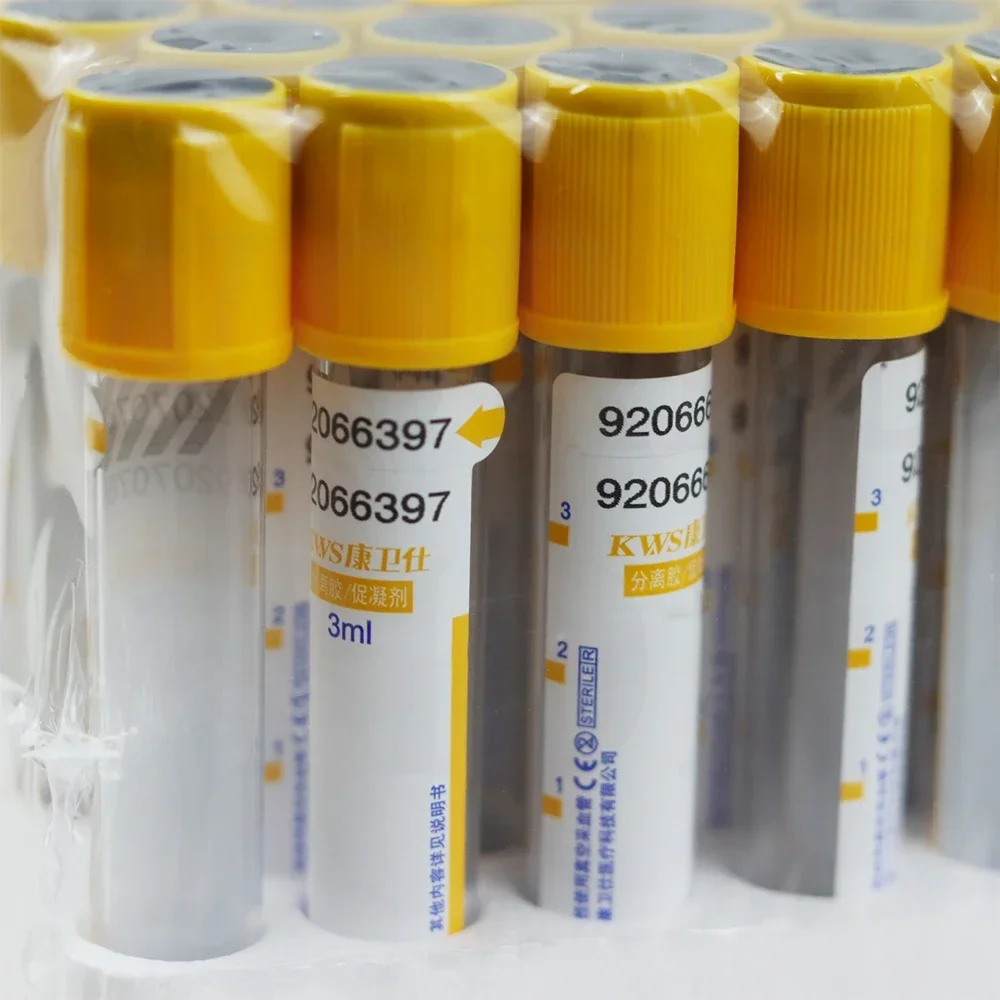 3ml/5ml/10ml Separation Gel/Coagulant Blood Collection Tube 100Pcs Disposable Vacuum Blood Collecting Tube Yellow Cap