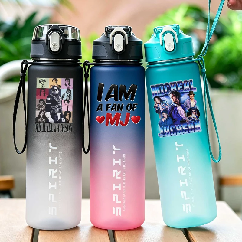 

800ml King of Pop Michael Jackson Sports Transparent Water Bottle Portable Gym Travel Leakproof Drinking Bottle Frosted Bottle