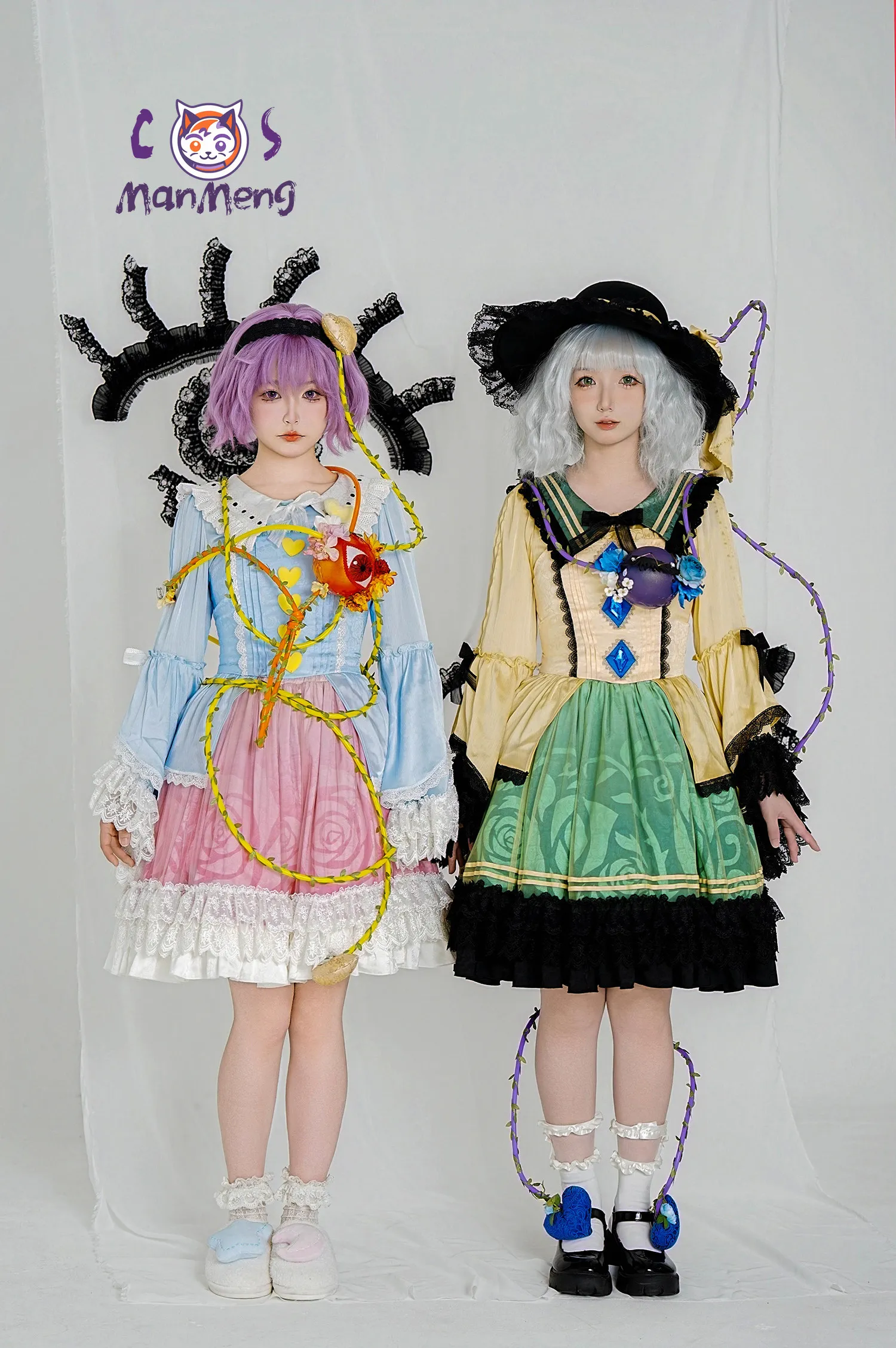 Anime Touhou Project Komeiji Satori Cosplay Kostüm Mädchen Süßes Lolita Western-Kleid Hut Requisiten Halloween Karneval Neue Uniform