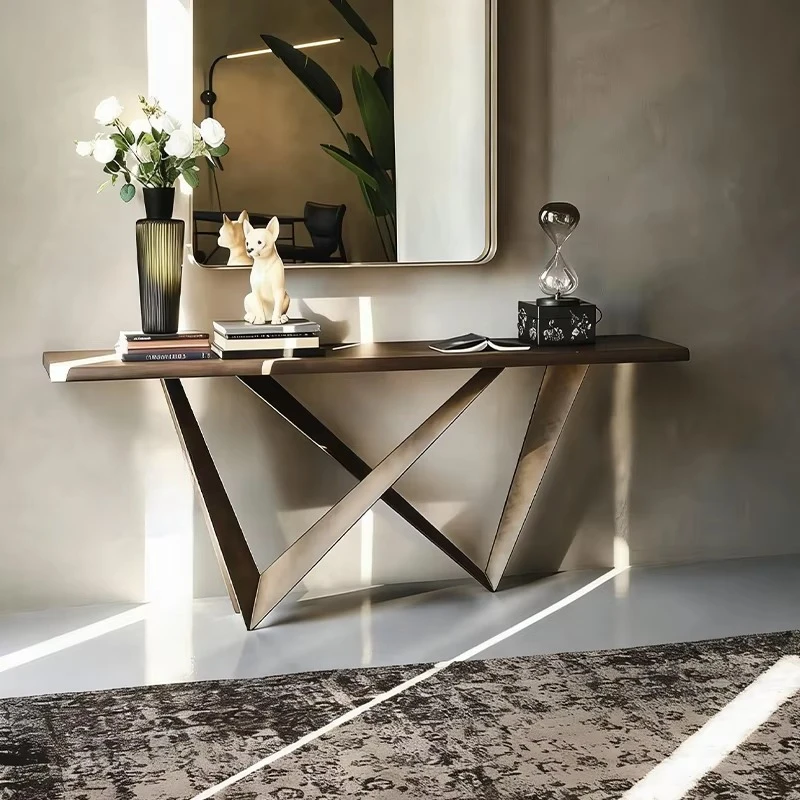 xk-Modern Console Table with Stainless Steel X-Shaped Base Sleek Geometric Design for Entryway and Living Space Mesa De Entrada）