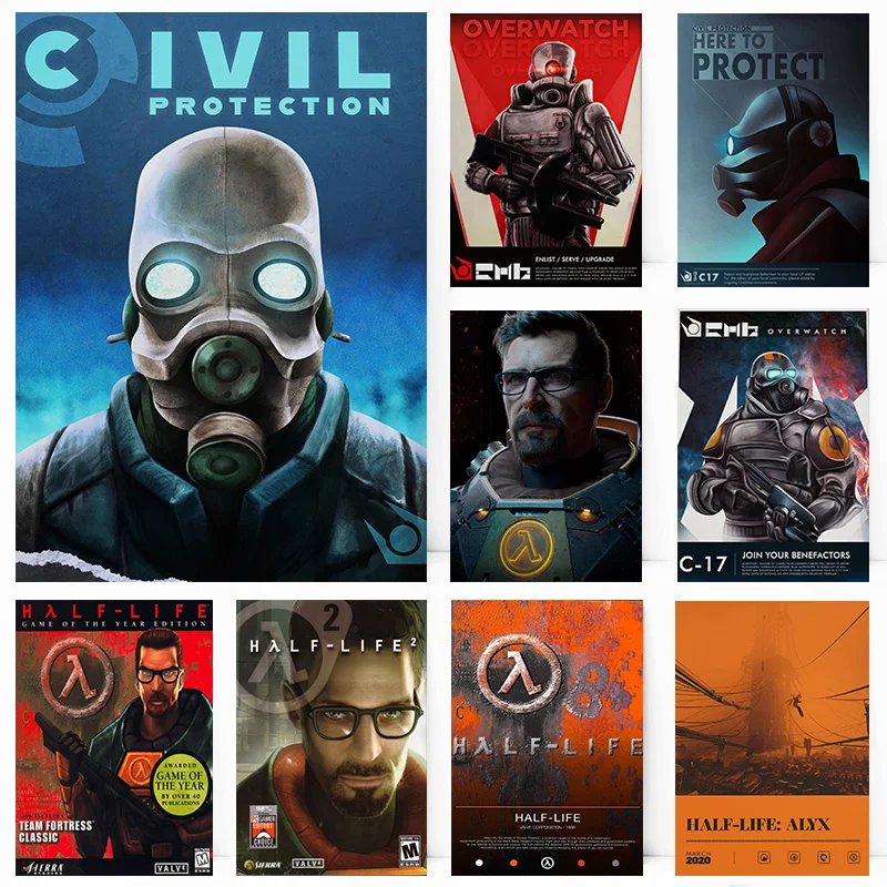 Half - Life 2 Poster Game Sign Combine Elite Alternative Metro Poster Print Wall Art Pictures Canvas Painting Room Home Decor