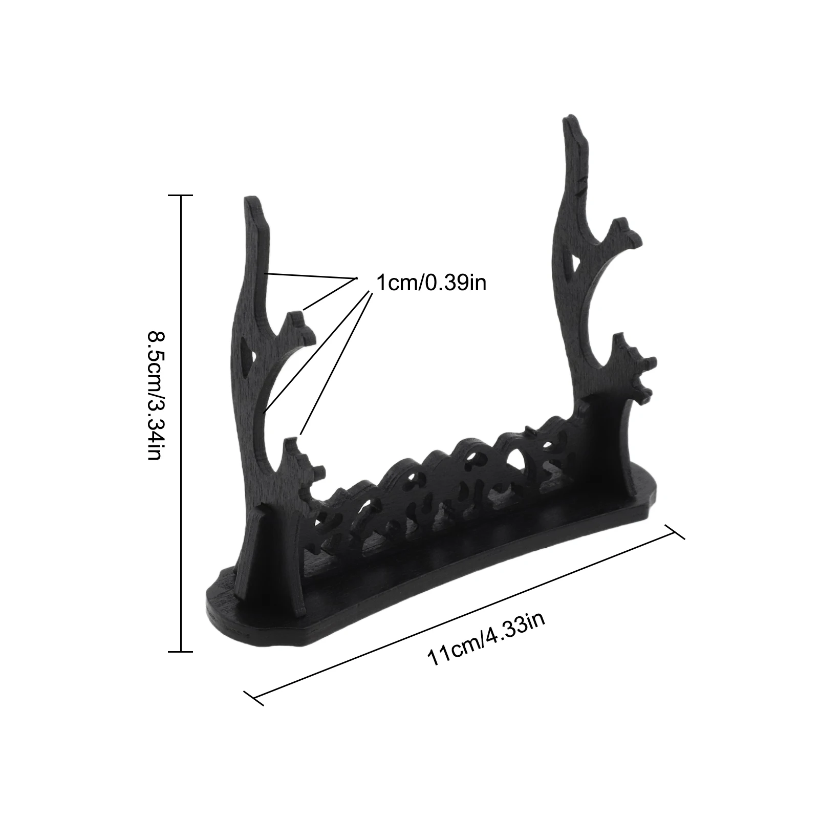 1PC Black Double Layer Sword Display Stand Plastic Rack For Knives And Daggers Elegant Home Decor Shelf 4.33x3.34 Inches