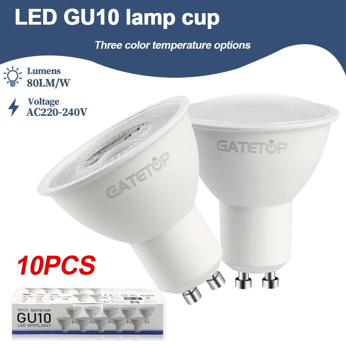 

GU10 LED Spotlight Bulbs 120 Degree Beam Angle COB 7W 240V 220V Cold Warm White Replace Halogen Lamps For Home Decor