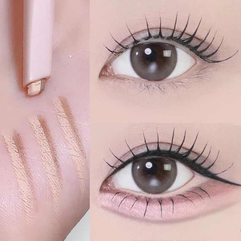 Double Ended Liggende Zijderups Potlood 2 in 1 Markeerstift Naakt Roze Bronzer Lagere Ooglid Contour Eyeliner Make-Up Stick met Borstels