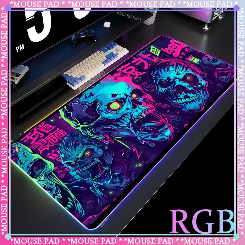 

RGB horror backlit mousepad LED luminous table pad protective pad desk mat non-slip computer game keyboard accessories mouse pad