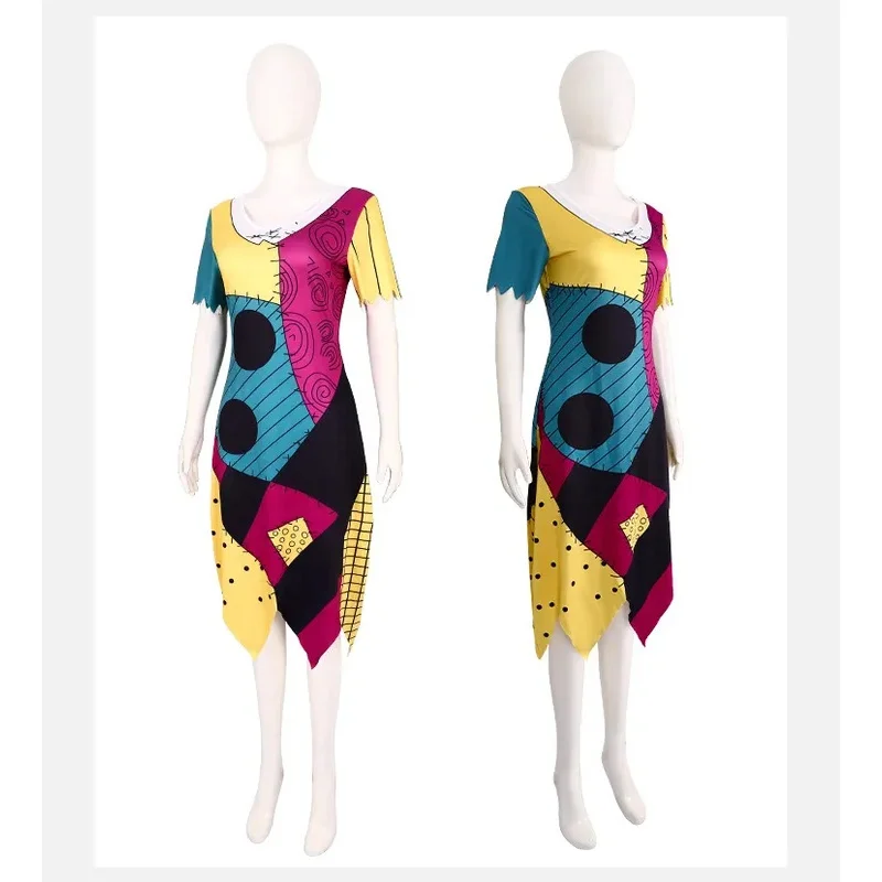 أزياء CyJack Skellington التأثيرية للبالغين والأطفال فستان جاك سالي للكريسماس ملابس تنكرية للحفلات أزياء الهالوين للنساء والرجال