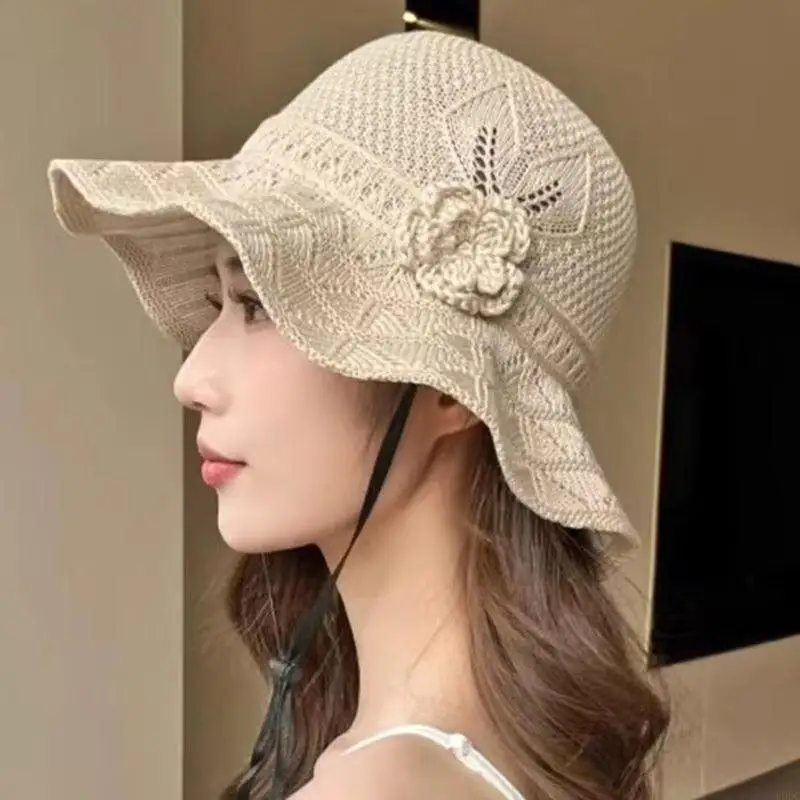 Beach Walk Sun Hat for Women with Foldable Flower Detail for Travel Y166