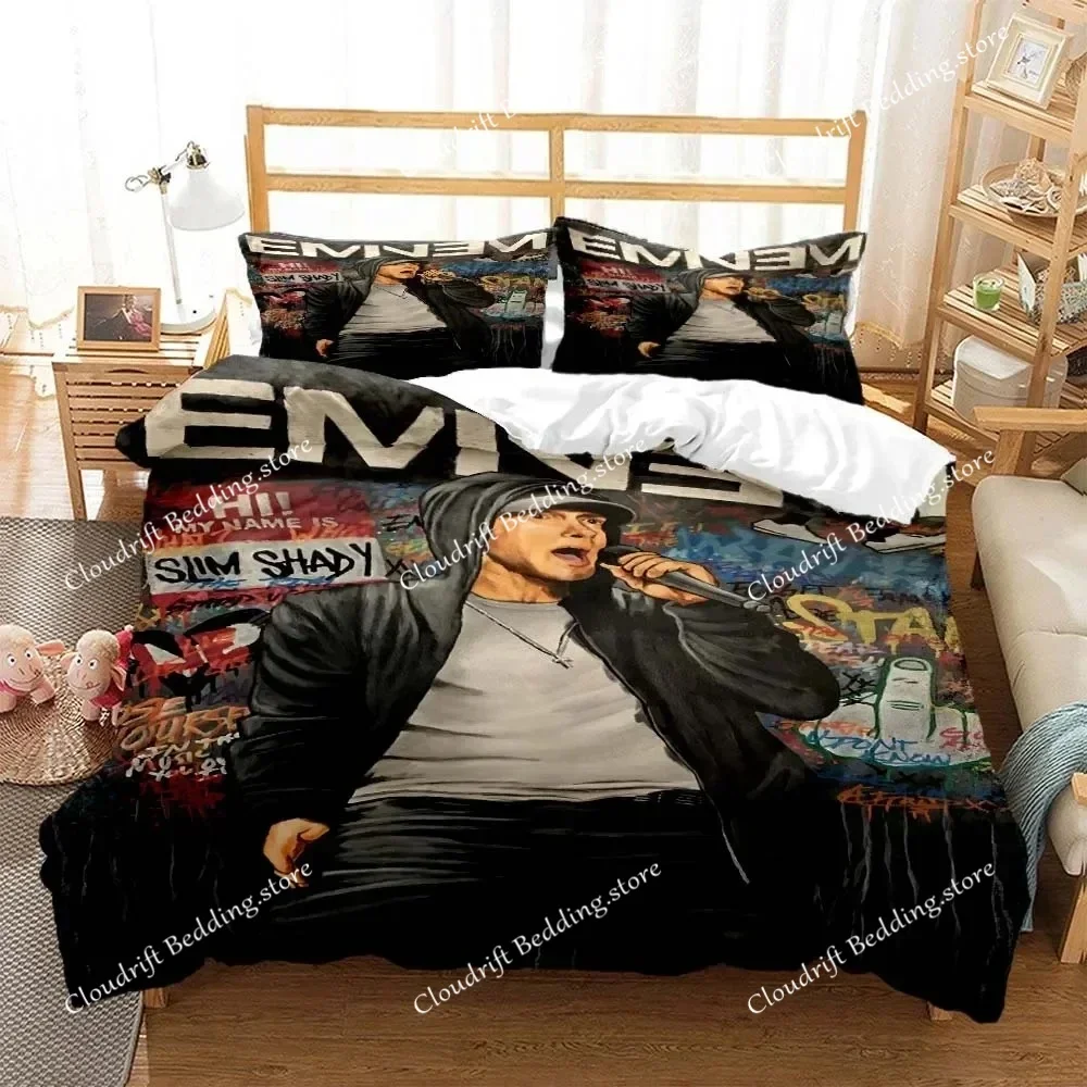 Hip Hop Rapper Eminem Bedding Set Boys Girls Twin Queen Size Duvet Cover Pillowcase Bed Kids Adult Fashion Home Textileextile026