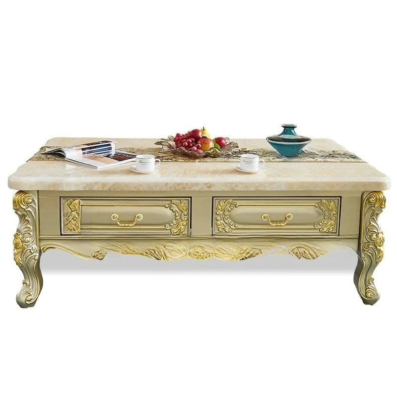 

All solid wood coffee table TV cabinet combination, large and small apartment type, golden villa floor cabinet