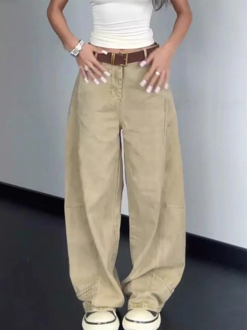 

American High Street Wide Leg Jeans Women's Summer New Slimming High Waist Lazy Sle Floor Length Trendy Trousers