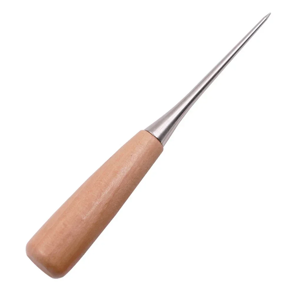 Professional Leather Awl  Precise Punching and Positioning Tool  Comfortable Wood Handle  Rust Resistant Stainless Steel