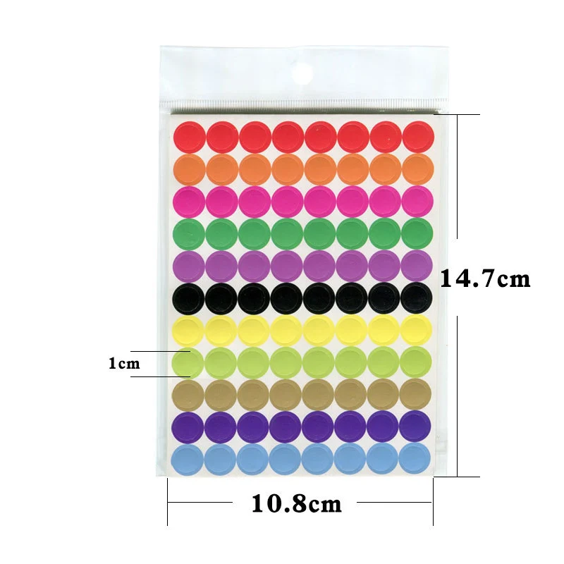 6mm 8mm 10mm 19mm 20mm 40mm Colored Dot Stickers Polka Circle Office Classroom Party Decoration Toys Diary Decoration Sticker