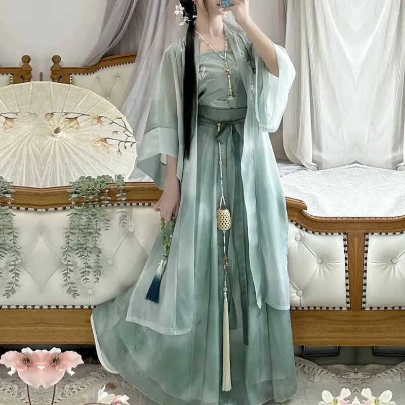 Robe Hanfu chinoise prairie pour femme, costume cosplay, mn et vintage, ensembles de 3 pièces, tenue de fête, olympiques de la dynastie Song, été