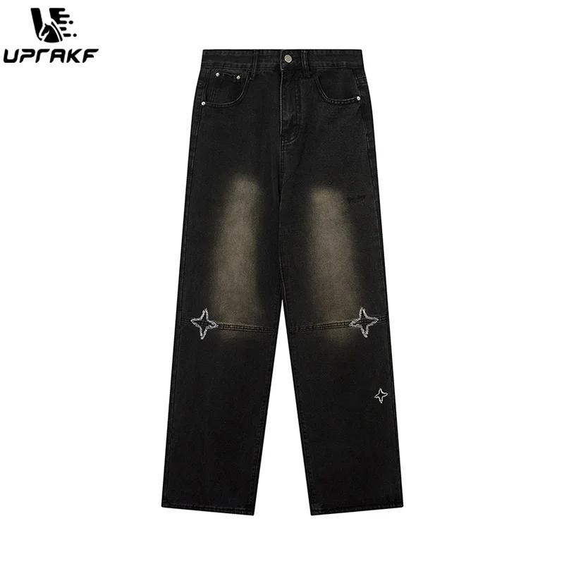 

UPRAKF Basic Flared Jeans Trousers Casual Fashion High Street Pantalones Summer Streetwear Denim Simple Design