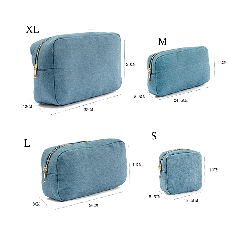 4Size Denim Cosmetic bag Travel storage bag Toiletry Pouch Men Women Storage Beauty Box Outdoor Wash Makeup Bag Gift Organizr