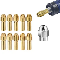 10pcs 0.5-3.2mm Mini Drill Collet Chuck Brass Collet Chuck For Rotary Tools M8x0.75mm Nut Power Tool Accessories