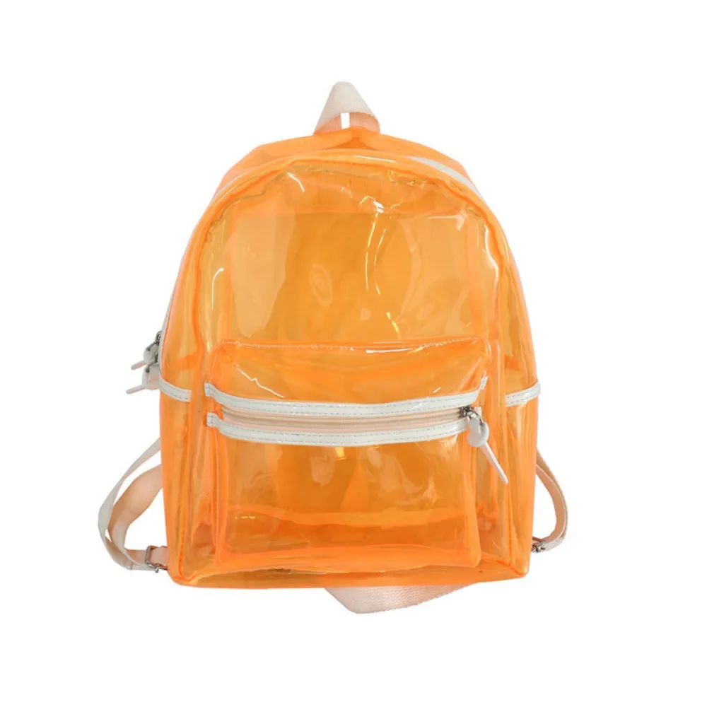 

Large Capacity LED Lights Schoolbag Waterproof Zipper Close PVC Transparent Backpack Multi-functional Adjustable Straps