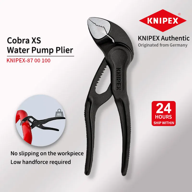 KNIPEX Cobra XS Water Pump Pliers with 11 Adjustment Positions 4 Inches Multifunctional Plier Plumbing Tools 87 00 100