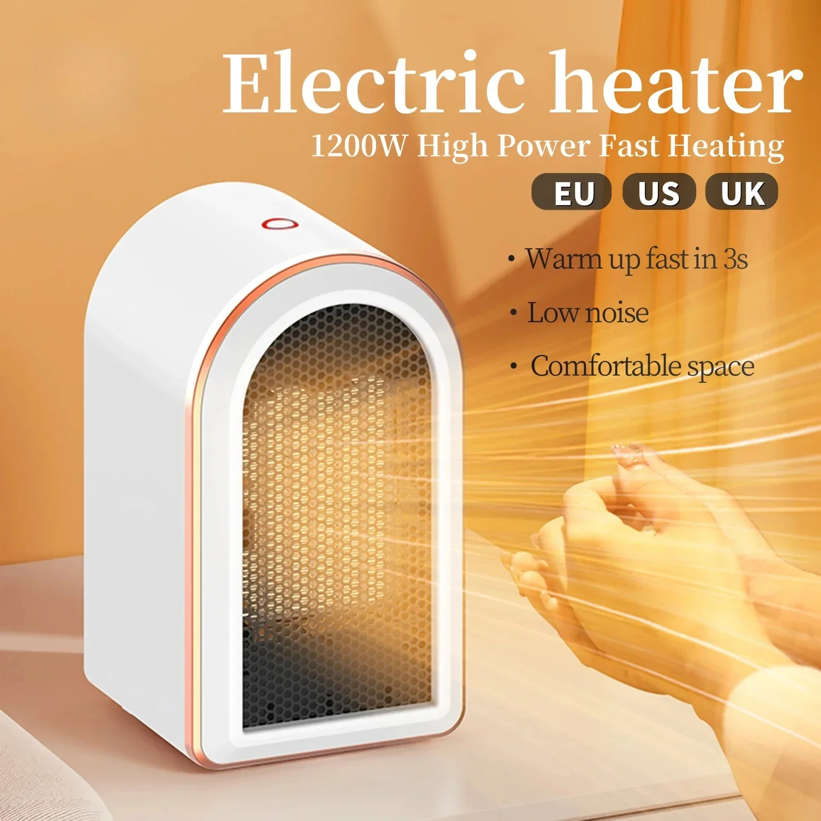 Indoor Electric Heater 1200W Electric Portable Heater with Thermostat Room Heater Quick Heats Up in 3s for Office Bedroom