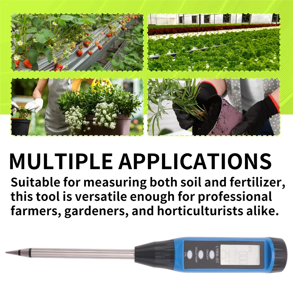 AA98 Soil Nutrient Meter Quick-Acting Nitrogen Analyzer Fertility Tester Gardening Agriculture LED Soil Tester LY606