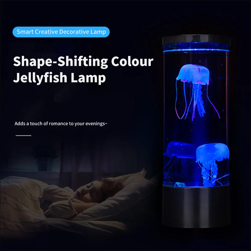 Fantasy Jellyfish Floating Lamp with Color Changing Light Effects, Sensory Synthetic Fish Tank Aquarium Mood Lamp