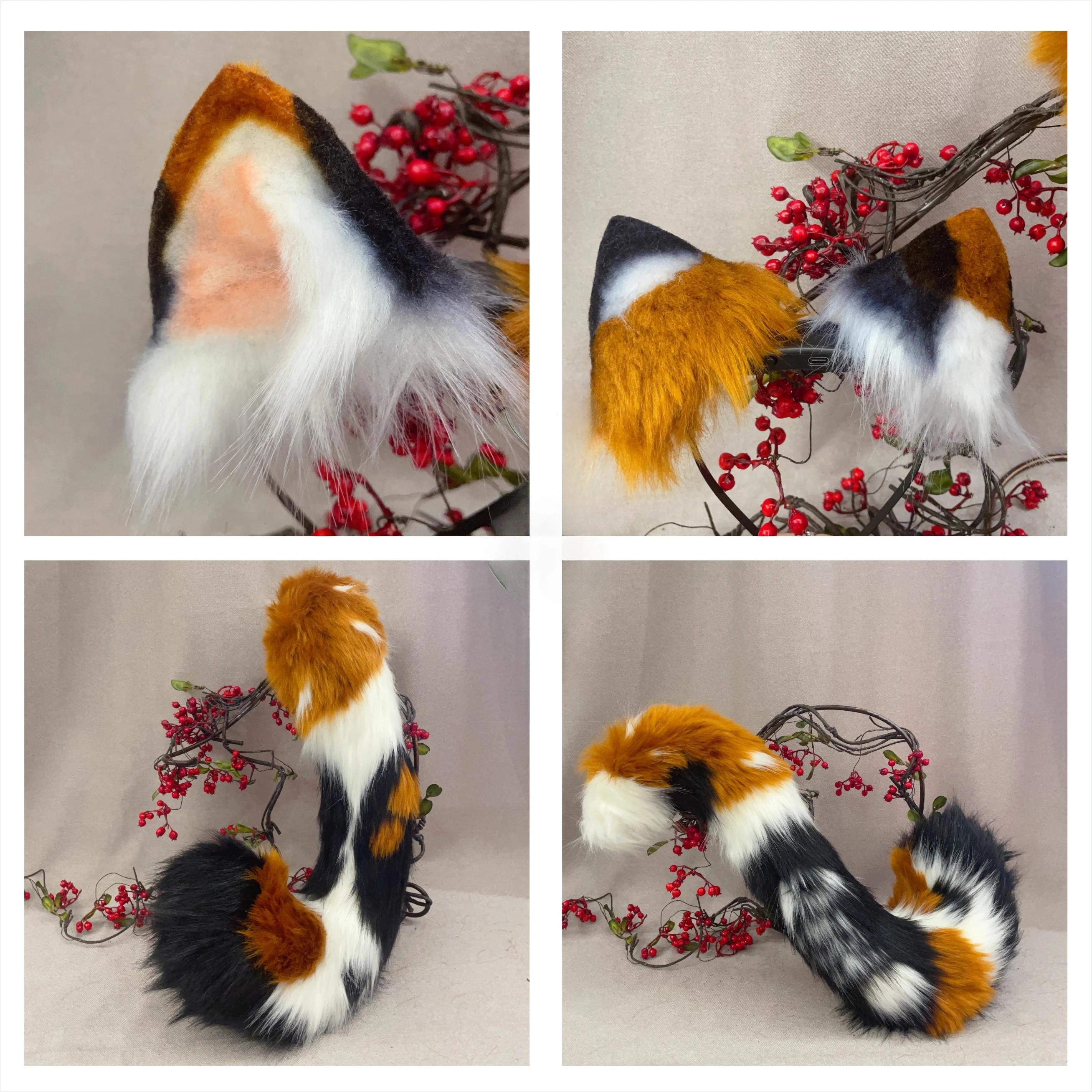 new-handmade-calico-cats-halloween-prop-headband-cat-ears-tail-cosplay-animal-ears-tail-set-headwear-kawaii-lolita
