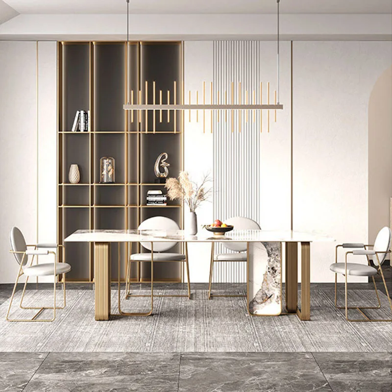 

New Base Legs Dining Table White Gold Design Clearance Marble Dining Table Kitchen Salon Lounges Mesas De Comedor Furniture Home