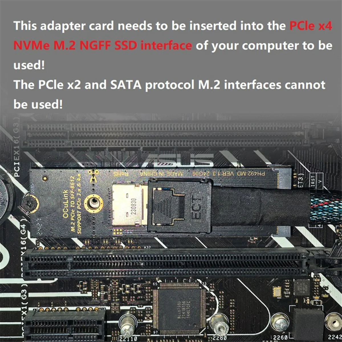 M.2อะแดปเตอร์สำหรับ SFF-8612 SFF-8611จาก NVMe PCIe ไปเป็น oculink M.2อะแดปเตอร์ SFF-8612เป็น U.2 NVMe U.3 SSD