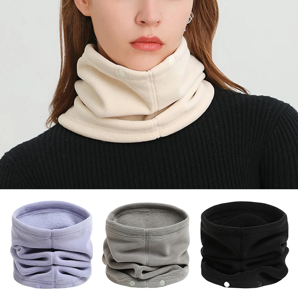 

1pcs Fleece Button Winter Scarf Woman Head Neck Wrap Neckerchief Thermal Bandana Face Cover Outdoor DIY Neck Warmer Scarves