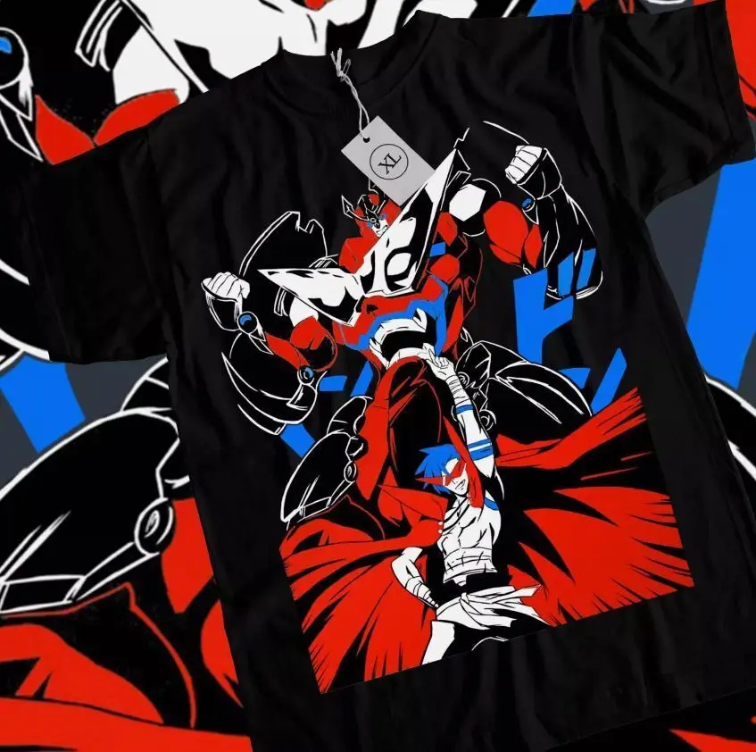 Tengen Toppa T-shirt Gurren Lagann Kamina Anime Manga Black Gifts Shirt All Size